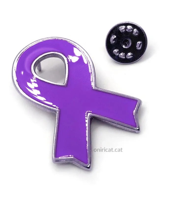Metallic purple ribbon pin